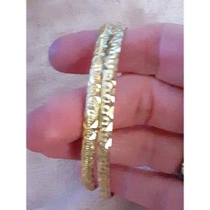 Pair lightweight gold tone bangle bracelets simple elegant